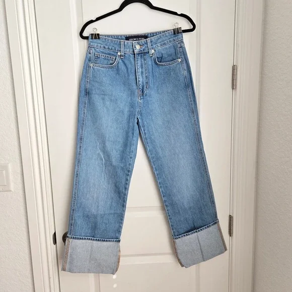 Veronica Beard Dylan High Rise Full Length Straight Leg Jeans 27 Cuffed NWT - Picture 2 of 9